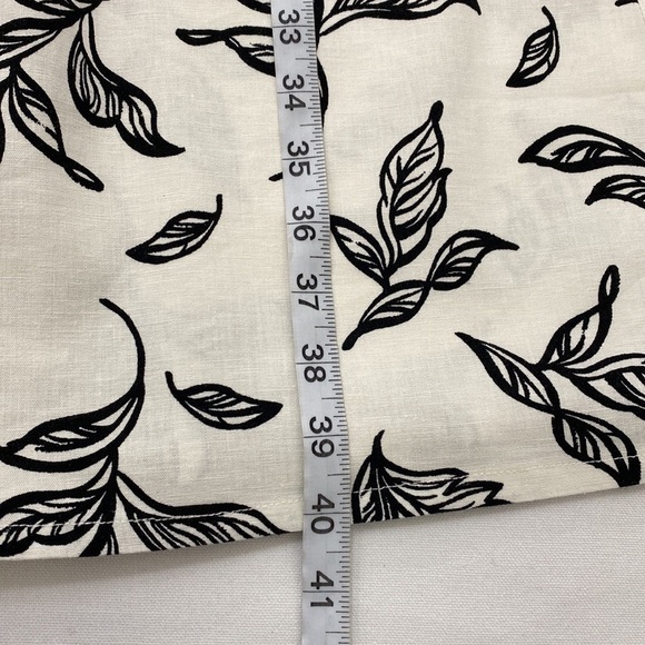 T Tahari Linen Blend Fit & Flare Sleeveless Dress Women's M Leaf Print White - Picture 12 of 13